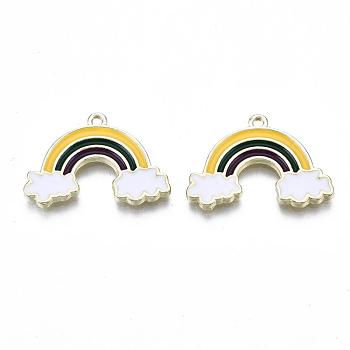 Alloy Pendants, with Enamel, Rainbow, Light Gold, Colorful, 16.5x25x2mm, Hole: 1mm