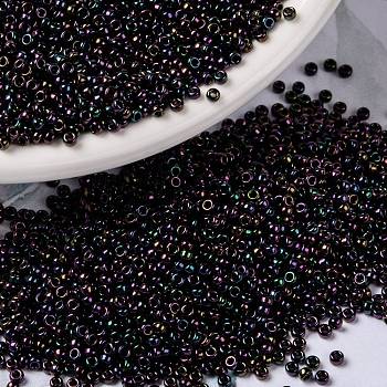 MIYUKI Round Rocailles Beads, Japanese Seed Beads, (RR454) Metallic Dark Plum Iris, 15/0, 1.5mm, Hole: 0.7mm, about 27777pcs/50g