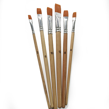 Paint Wood Brushes Set, with Aluminium Tube and Nylon Hair, for DIY Oil Watercolor Painting Craft, Sandy Brown, 18.1~20.8x0.7~1cm, 6pcs/set