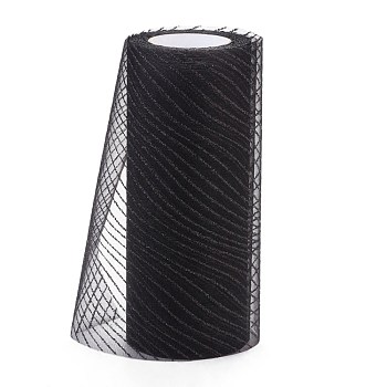 Glitter Deco Mesh Ribbons, Tulle Fabric, for Wedding Party Decoration, Skirts Decoration Making, Black, 5.9 inch(15cm),  10yards/roll