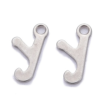 304 Stainless Steel Pendants, Alphabet, Stainless Steel Color, Letter.Y, 11x5.8x1mm, Hole: 1.5mm