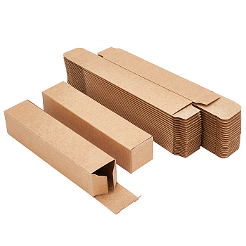 Paper Cardboard Boxes, Essential Oil Packing Box, Gift Box, Rectangle, Sandy Brown, 14.1x3.1x3.1cm, Unfold: 22.4x6x0.15cm