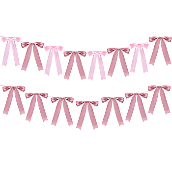 2Pcs Polyester Packaging Ribbon Bowknot, for DIY Gift Wrap Decoration, Wedding Candy Party Decoration, Pink, 1800mm