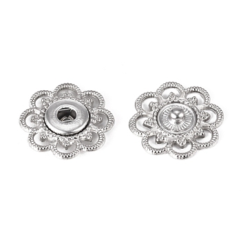 Alloy Snap Buttons, Sewing Accessories, Flower, Antique Silver, 20.5x4mm, Hole: 3mm