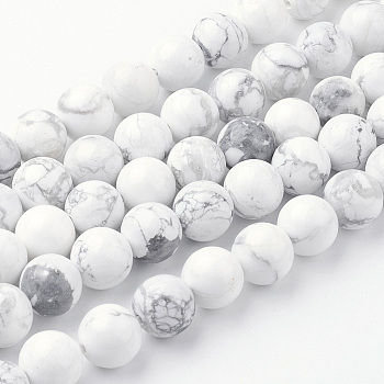 Natural Howlite Bead Strands, Round, 10~10.5mm, Hole: 1.5mm, about 38pcs/strand, 15.3 inch(39cm)