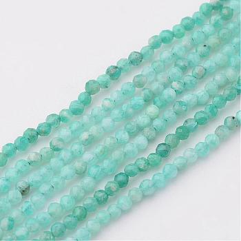 Natural Amazonite Beads Strands, Round, Faceted, 2mm, Hole: 0.8mm, about 217pcs/strand, 15.75 inch