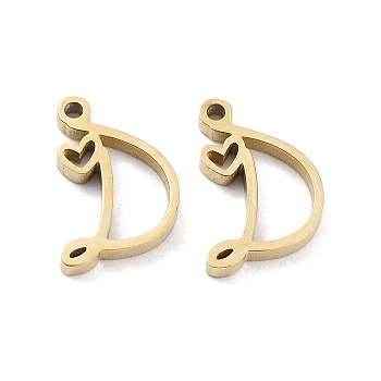304 Stainless Steel Charms, Laser Cut, Real 14K Gold Plated, Letter D, 12x7.5x1.5mm, Hole: 1mm