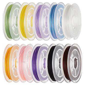 10 Rolls 10 Colors Flat Elastic Crystal String, Elastic Beading Thread, for Stretch Bracelet Making, Mixed Color, 0.8mm, about 10.93 yards(10m)/roll, 1 roll/color