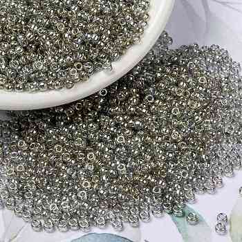 MIYUKI Round Rocailles Beads, Japanese Seed Beads, 8/0, (RR1881) Transparent Silver Gray Gold Luster, 3mm, Hole: 1mm, about 2111~2277pcs/50g