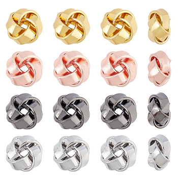 SUPERFINDINGS 16Pcs 4 Colors Brass Beads, Flower, Mixed Color, 12x8mm, Hole: 2.5mm, 4pcs/color