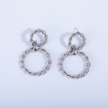 Twisted Double Circle Brass Stud Earrings(YE9789)-2