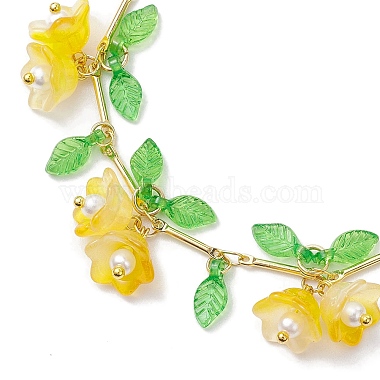 Flower Glass & Acrylic Charm Bracelets(BJEW-JB10443-05)-3