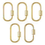 5Pcs Brass Screw Carabiner Lock Charms, for Necklaces Making, Oval, Golden, 25.5x14x2mm, Screw: 6.5x4.5mm, 5pcs/set(KK-DC0004-64)