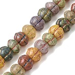 Baking Paint Glass Beads Strands, Golden Metal Enlaced, Rondelle, Mixed Color, 6x9.5mm, Hole: 1mm, about 52pcs/strand, 13.39''(34cm)(GLAA-H042-05)