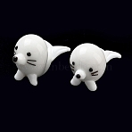 Handmade Lampwork Sea Lion Display Decorations, for Home Desktop Decoration, White, 24.5x13~15x17mm(LAMP-F043-07)