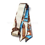 Printed Ribbon Scarf, Fashionable Handle Wrap for Women's Bags, Deep Sky Blue, 880~930x40x0.5mm(FIND-WH0145-82F)