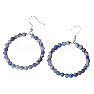 Fashionable Natural Sodalite Hoop Earrings for Women, Versatile and Unique, Platinum, 59x42x4mm(KJ9273-1)