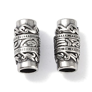 Tibetan Style 316 Surgical Stainless Steel Magnetic Clasps, Column, Antique Silver, 17x8.5x8.5mm, Hole: 5.5mm(STAS-P362-12B-AS)
