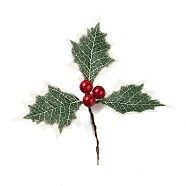 Plastic Artificial Christmas Leaf, with Iron Beads, for Christmas Decoration, FireBrick, 115~135x150x13mm(FIND-G083-01B)