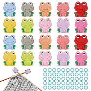 Frog Silicone Knitting Needle Point Protectors, Knitting Needle Stoppers with Plastic Knitting Stitch Marker Ring, Mixed Color, Rings: 11.5x1mm, Inner Diameter: 7.5mm, 50pcs, Stoppers: 28x24x10mm, Hole: 2mm, 20pcs(AJEW-BC0006-95)