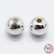 925 Sterling Silver Beads, Round, Silver, 5mm, Hole: 1.5~1.6mm(STER-K167-026E-S)