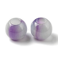 Resin European Beads, Large Hole Beads with Glitter Powder, Round, Purple, 13.5x13mm, Hole: 4mm(RESI-D068-01B)