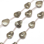 Buddha Natural Pyrite Beads Strands, 18x13x8mm, Hole: 1mm; about 13pcs/strand, 15.7inches(G-I125-55)
