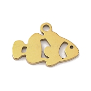 201 Stainless Steel Pendants, Laser Cut, Sea Animal Charm, Golden, Fish, 14.5x10x1mm, Hole: 1.5mm(STAS-U016-08G-06)