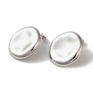304 Stainless Steel Stud Earrings, Oval, Stainless Steel Color, 24.5x24mm(EJEW-C085-07P)
