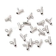 Rhodium Plated 925 Sterling Silver Tube Bails, Loop Bails, Curved Tube, Long-Lasting Plated, Real Platinum Plated, 5.5x7x3mm, Hole: 2mm, Inner Diameter: 1.5mm(STER-NH0001-01P)