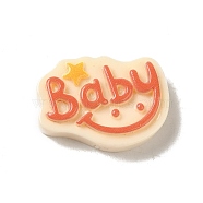 Baby Theme Opaque Resin Decoden Cabochons, Word, 21x28x6.5mm(X-CRES-L043-B04)