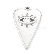 304 Stainless Steel Pendant Cabochon Settings, Heart with Eye, Stainless Steel Color, Tray: 2.5mm, 27x16x2mm, Hole: 1mm(STAS-F287-10P)