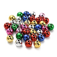 UV Plating Acrylic Beads, Iridescent, Round, Mixed Color, 10x9mm, Hole: 2mm(PACR-G001-01B)