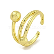 Brass Cuff Rings for Women, Cadmium Free & Lead Free, Real 18K Gold Plated, Round, Inner Diameter: 19mm(RJEW-E294-01G-02)