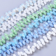 Glass Beads Strands, Top Drilled Beads, Imitation Jade Glass, Faceted, Teardrop, Mixed Color, 12x5.5~6mm, Hole: 0.8mm, about 99pcs/strand, 16.93 inch(43cm)(EGLA-L020-J)