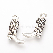 Tibetan Style Alloy Pendants, Cadmium Free & Lead Free & Nickel Free, Boots, Antique Silver, 18x11.5x2.5mm, Hole: 2mm, about 1330pcs/1000g(TIBE-Q070-43AS-NR)