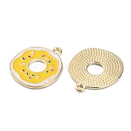 Alloy Enamel Pendants, Light Gold, Donut, Gold, 23x20x1.4mm, Hole: 1.6mm(ENAM-CJC0006-47F)