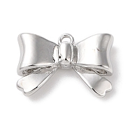 Brass Charms, Bowknot, 925 Sterling Silver Plated, 11x15.5x4.5mm, Hole: 1.2mm(KK-G491-61A-S)