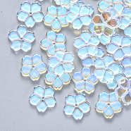 Transparent Glass Beads, AB Color Plated, Flower, Clear AB, 11.5x12x2.5mm, Hole: 1mm(X-GLAA-S190-006C-01)