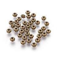 Tibetan Style Alloy Spacer Beads, Lead Free, Cadmium Free and Nickel Free, Rondelle, Antique Bronze, 5mm in diameter, 3mm thick, hole: 2mm(X-MLF11362Y-NF)