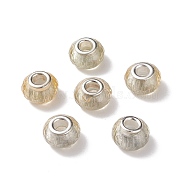 Transparent Resin European Beads, Large Hole Beads, with Silver Color Plated Brass Cores, Faceted, Rondelle, Goldenrod, 14~14.5x8.5~9.5mm, Hole: 5mm(RPDL-XCP0001-01S)