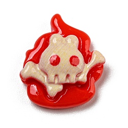 Halloween Theme Opaque Resin Decoden Cabochons, Skull, 16x14x6mm(RESI-E055-01J)