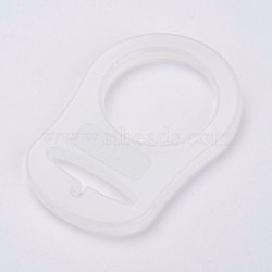 Eco-Friendly Plastic Baby Pacifier Holder Ring, White, 48x32x3mm, Hole: 22mm(X-KY-K001-C11)