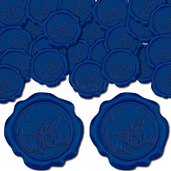 50Pcs Adhesive Wax Seal Stickers, Envelope Seal Decoration, For Craft Scrapbook DIY Gift, Dark Blue, Mountain, 30mm(DIY-CP0010-53C)