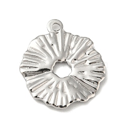 Textured 304 Stainless Steel Pendants, Flower, Hollow, Jewelry Making, for Women, Stainless Steel Color, 21x18x1mm, Hole: 1.8mm(STAS-G218-04P)