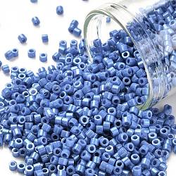 Cylinder Seed Beads, Opaque Colours Luster, Uniform Size, Cornflower Blue, 2x1.5mm, Hole: 0.8mm, about 888pcs/10g(X-SEED-H001-H14)