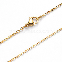 Vacuum Plating 304 Stainless Steel Cable Chain Necklace, with Lobster Claw Clasp, Golden, 19.68 inch(50cm), Link: 2.5x1.5x0.5mm(NJEW-S420-008B-G)