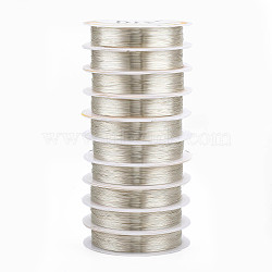 Round Copper Jewelry Wire, Long-Lasting Plated, Silver, 28 Gauge, 0.3mm, about 51.18 Feet(15.6m)/roll(CWIR-Q006-0.3mm-S)