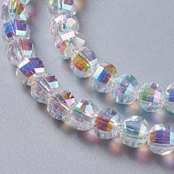 Glass Imitation Austrian Crystal Beads, Faceted Round, Clear AB, 8x7mm, Hole: 1.4mm(GLAA-F108-03)