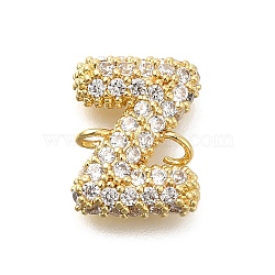 Brass Micro Pave Cubic Zirconia Letter Links, for Personalized Name Necklace Making, Long-Lasting Plated, Cadmium Free & Lead Free, Letter Y, 14x11x4mm, Hole: 1.4mm(KK-I717-04Z)